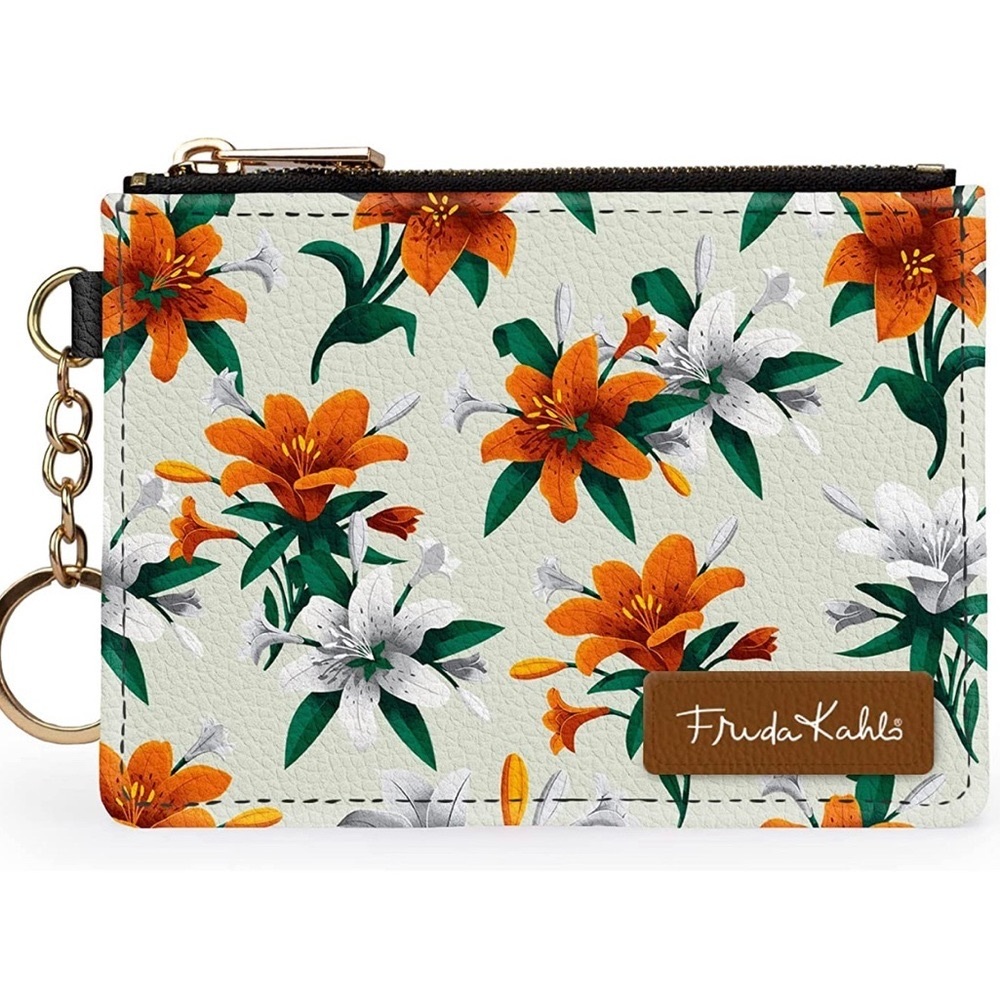 BRAND NEW Frida Kahlo Tiger Lily on Mint RFID Keychain Wallet